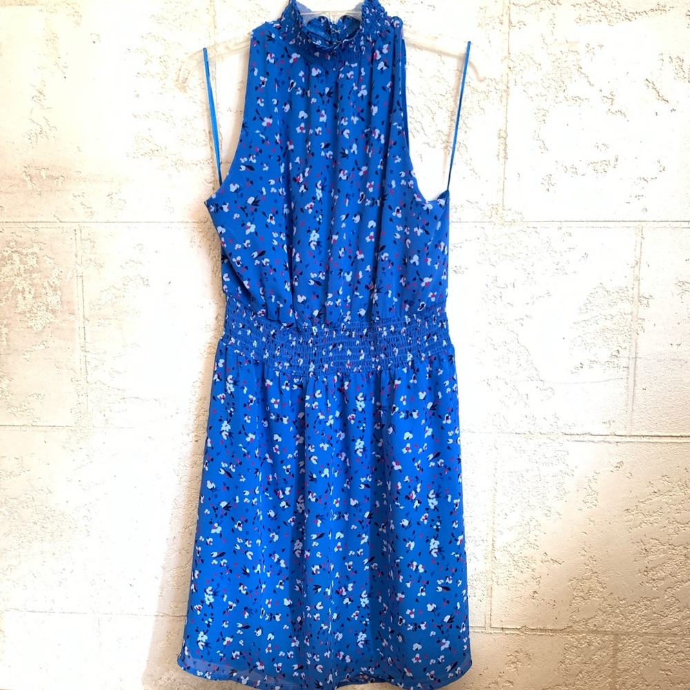 Womens Floral Print Sleeveless Halter Neck Dress-L